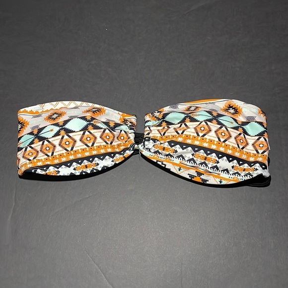 RAMPAGE orange and black design bikini top in women’s size M - Picture 2 of 7